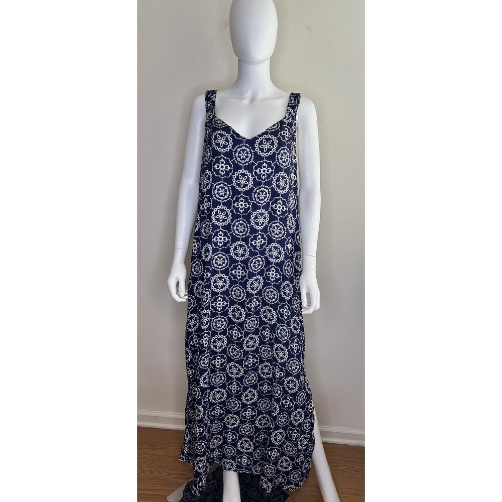 Vince Camuto Printed Sleeveless Side‑Slit Summer Midi Dress‎ Women Large NWT
